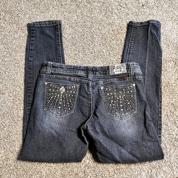 BB Couture Jeans Denim Embellished Bedazzled Juniors Size 11 - Picture 5 of 6